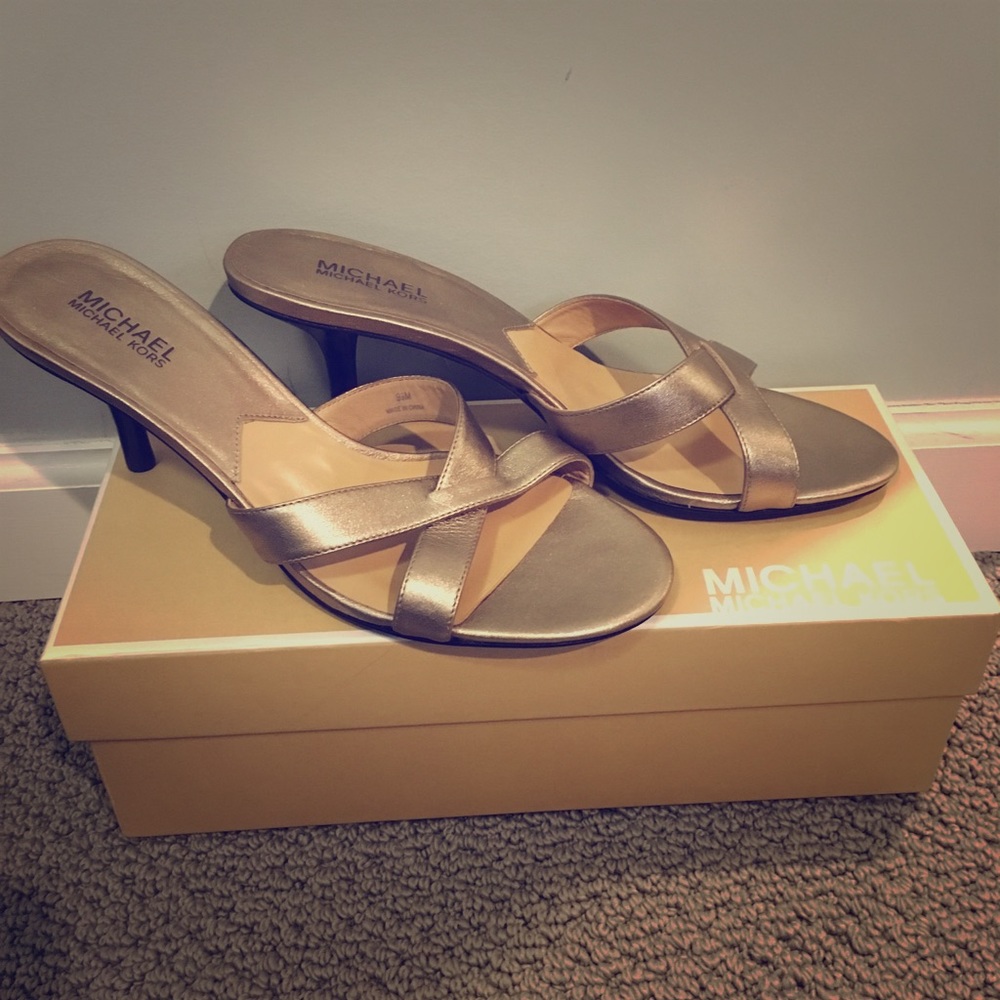 Michael Kors Bronze Metallic Downtown Slide